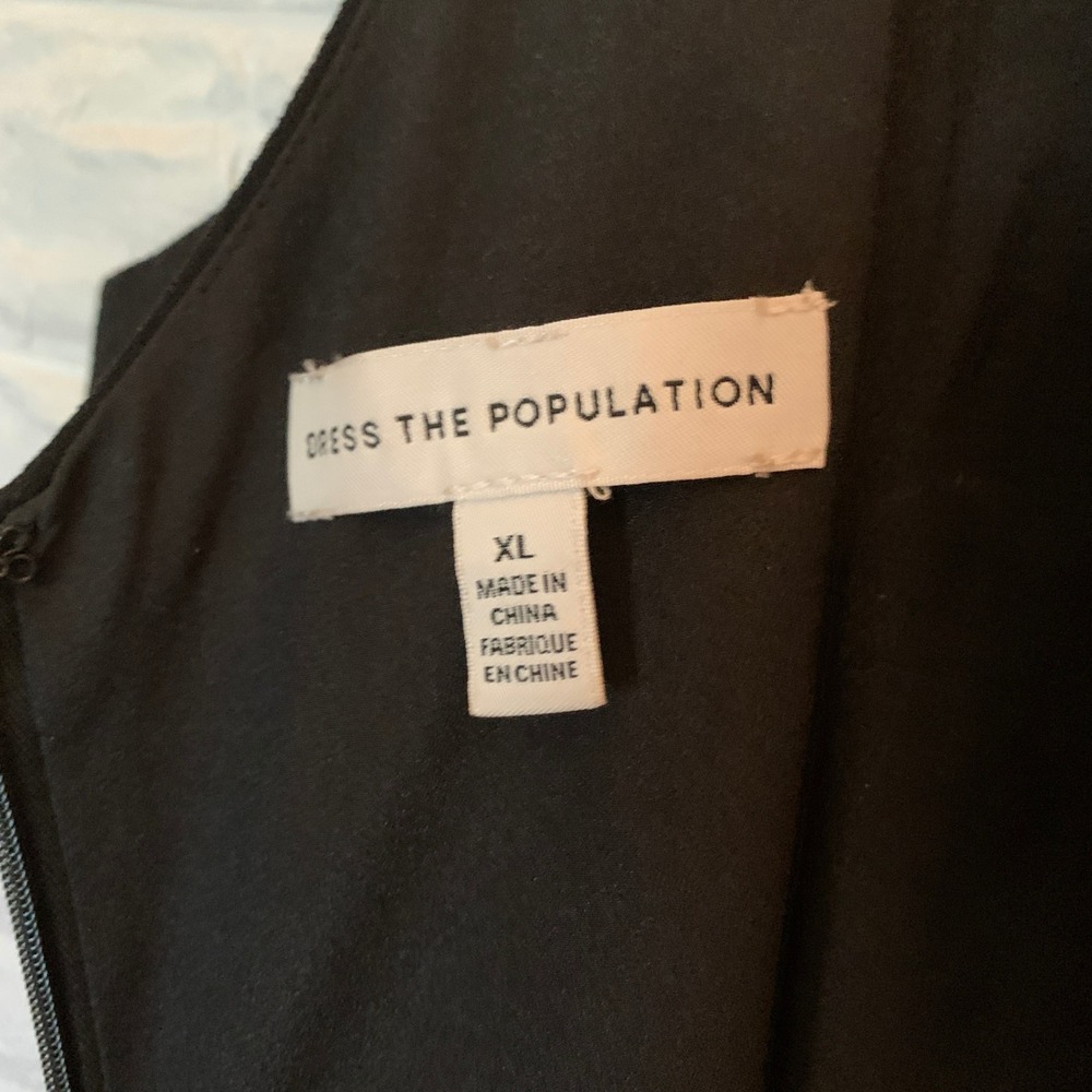 Dress The Population size XL Jordan Black Maxi Gown V-Neck Ruched NWT - Picture 2 of 11